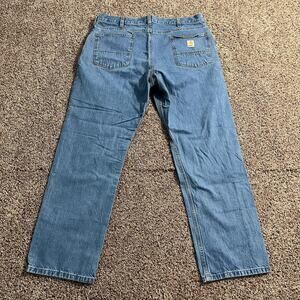 Carhartt Jeans Mens 38x32 Blue Relaxed Fit‎ Denim Straight Leg Workwear BD5119